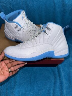 Jordan Retro High Top Sneakers White and Light Blue